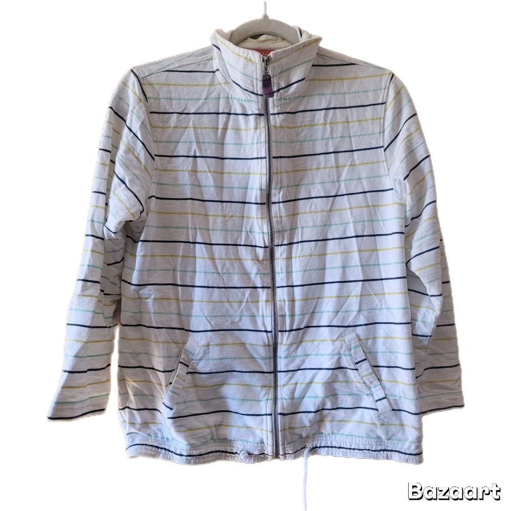 Tommy Bahama Relax Jacket Womens M Medium White Stripe Zip Lightweight